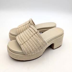 Vince Margo Cord Platform Sandals Open Toe Women's Marble Cream Size US6M EU36